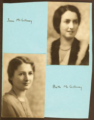 two gamma sigma chapter members with dates photograph, c. 1934 (image)