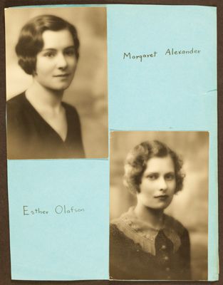 two gamma sigma chapter members with dates photograph, c. 1934 (image)