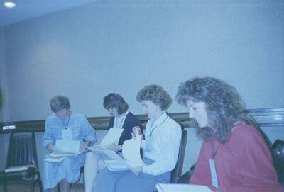 workshop at omicron province meeting photograph, 1989 (image)