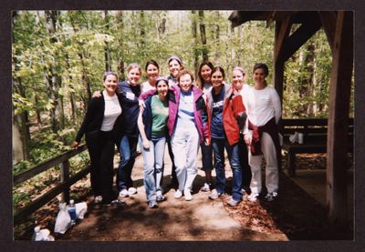 wooded area with wooden footbridge photograph, april 2004 (image)