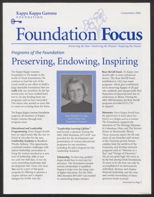 the kappa kappa gamma foundation focus, spring 2002 (image)