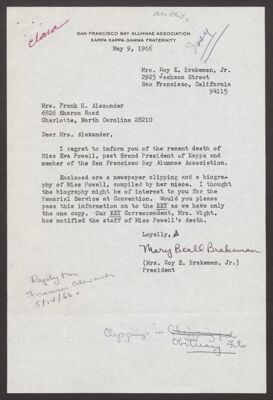 may flanders to mrs. simmons letter, september 28, 1965 (image)
