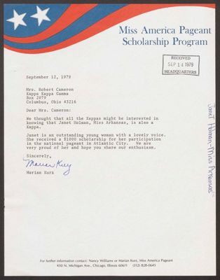 marian kurz to mrs. robert cameron letter, september 12, 1979 (image)