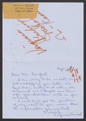 virginia nichol to florence lonsford letter, september 4, 1979 (image)