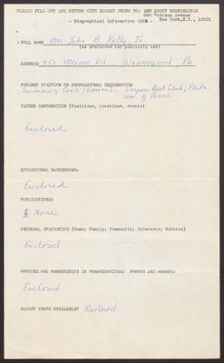 mary kelly biographical information sheet, june 24, 1966 (image)