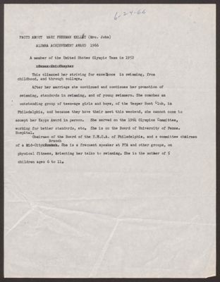 mary kelly biographical information sheet, june 24, 1966 (image)