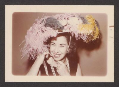 willetta oates in feathered hat photograph (image)