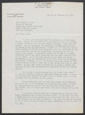 w. rogers to helen bower letter, december 10, 1941 (image)