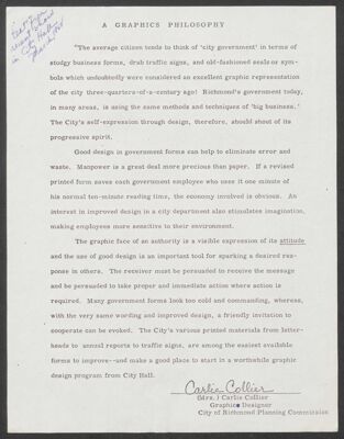 carlton collier: about the artist document, c. 1968 (image)
