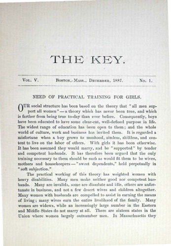 The Key, Vol. 5, No. 1, December 1887 (image)
