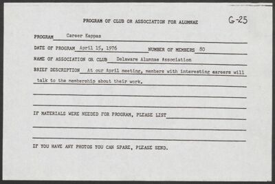 program of club or association for alumnae career kappas, april 15, 1976 (image)