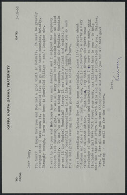 theodore briggs to isabel simmons letter, december 11, 1953 (image)