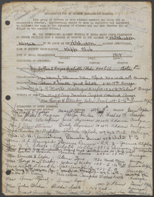 hutchinson alumnae association charter application, c. february 1943 (image)