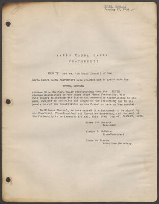 butte alumnae association charter typescript, january 27, 1938 (image)