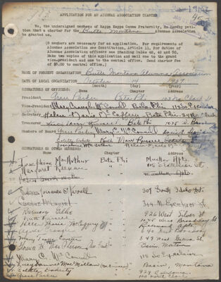 butte alumnae association charter typescript, january 27, 1938 (image)