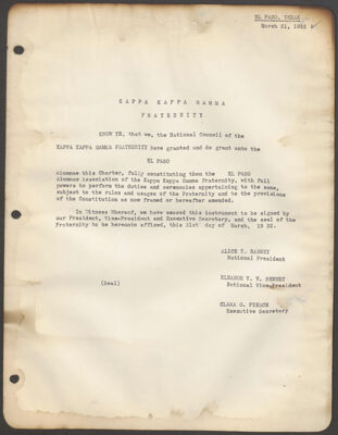 el paso alumnae association charter typescript, march 31, 1932 (image)