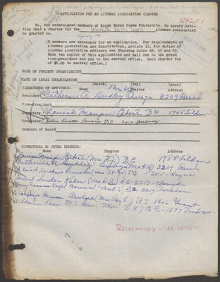 wichita falls alumnae association charter application, c. november 1940 (image)