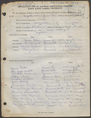 fayetteville, arkansas alumnae association charter typescript, december 3, 1930 (image)