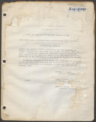 fayetteville, arkansas alumnae association charter typescript, december 3, 1930 (image)