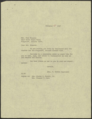 shireen rhoades to carol harmon letter, october 30, 1967 (image)
