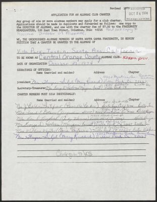 central orange county alumnae club charter, october 24, 1974 (image)