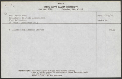 lynn haynes to kappa kappa gamma letter, october 26, 1973 (image)