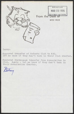 frances mills to eileen pickens letter, february 19, 1954 (image)
