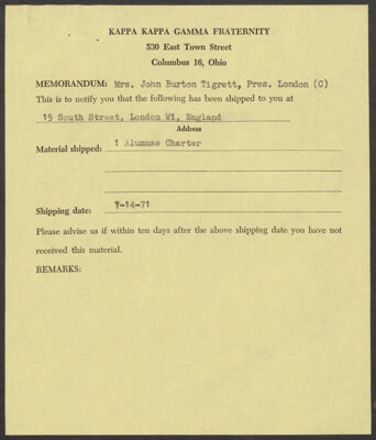 terry rhodes to ruth lane memorandum, june 23, 1971 (image)