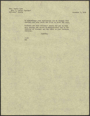 ginnie blanchard to dorothy lowe letter, december 8, 1960 (image)