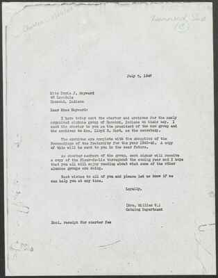 kay pennell to doris hayward letter, july 3, 1947 (image)