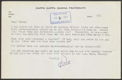 teryl rhodes to marjorie proffitt letter, june 8, 1971 (image)