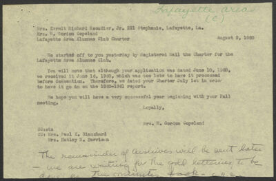 lafayette area alumnae club charter application, june 10, 1960 (image)