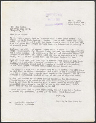 lafayette area alumnae club charter application, june 10, 1960 (image)