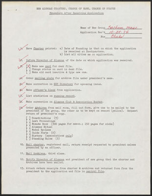 sachem alumnae club charter application, october 23, 1974 (image)
