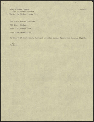 ruthmary westfall to fraternity headquarters letter, september 7, 1958 (image)