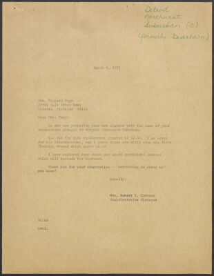 ruth lane to seetie cameron letter, march 4, 1971 (image)