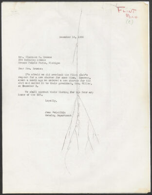 loris hadden to fraternity headquarters letter, september 30, 1954 (image)