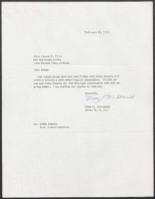rebekah hughes to fraternity headquarters letter, january 6, 1968 (image)