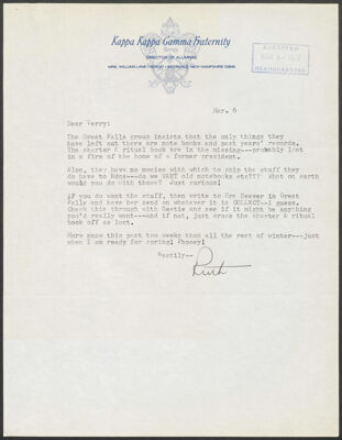 unknown to mrs. r.w. davidson letter, january 7, 1952 (image)