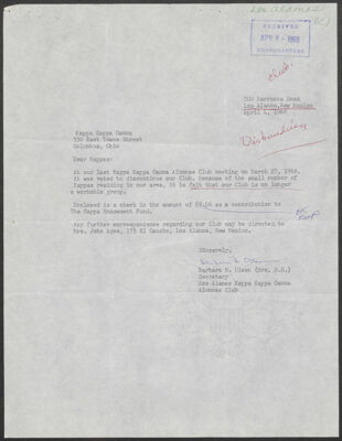 los alamos alumnae club charter application, october 13, 1958 (image)