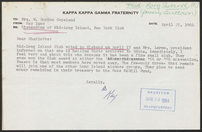 levittown alumnae club change of name application, january 16, 1962 (image)
