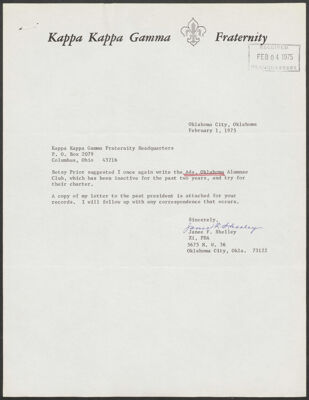janee shelley to vera marine letter, january 29, 1975 (image)