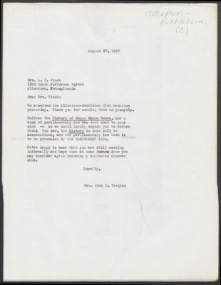 margaret finch to fraternity headquarters, april 12, 1957 (image)