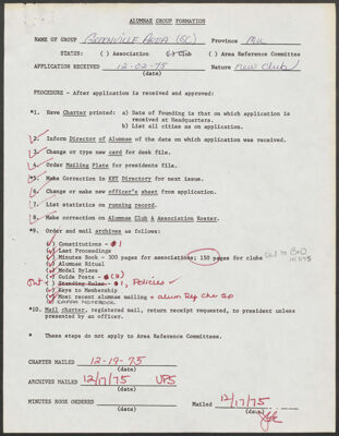 greenville area alumnae club charter application, december 2, 1975 (image)