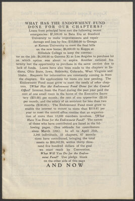 what has the endowment fund done for our chapters? booklet, 1928 (image)