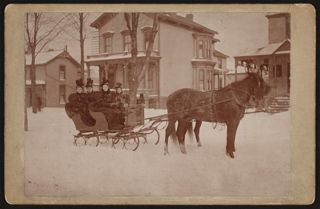 Beta Chapter Members Riding in Sleigh Cabinet Card, c. 1894
