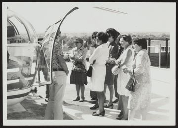 Denver Alumnae with "Flight for Life" Helicopter Photograph, July 1974