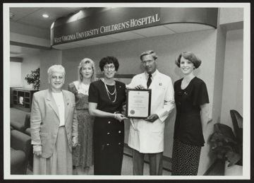 Morgantown Area Alumnae Presenting Plaque to West Virginia University Children's Hospital Photograph, 1994