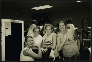 Epsilon Theta Chapter Members Flexing Muscles Photograph, October 29, 2001