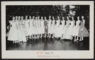 Beta Epsilon New Members at Pledge Open House Photograph, Fall 1956